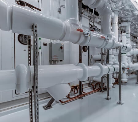 commercial plumbing system installed in a building.