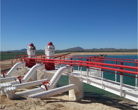 Large-scale water piping and valve system used for industrial water distribution and flow control